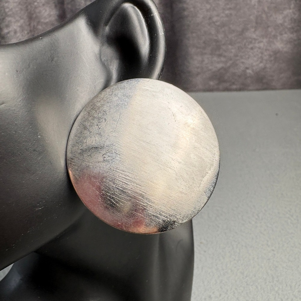 New Fashion Oversized Round Disc Stud Earrings Brushed Silver Tone Lead Free